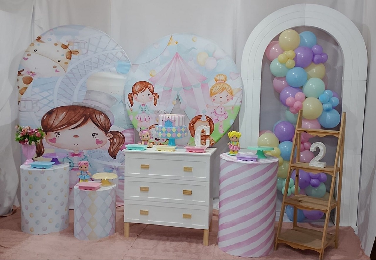 Kit Pegue E Monte Circo Rosa Luxo 1  - Realize Decorações