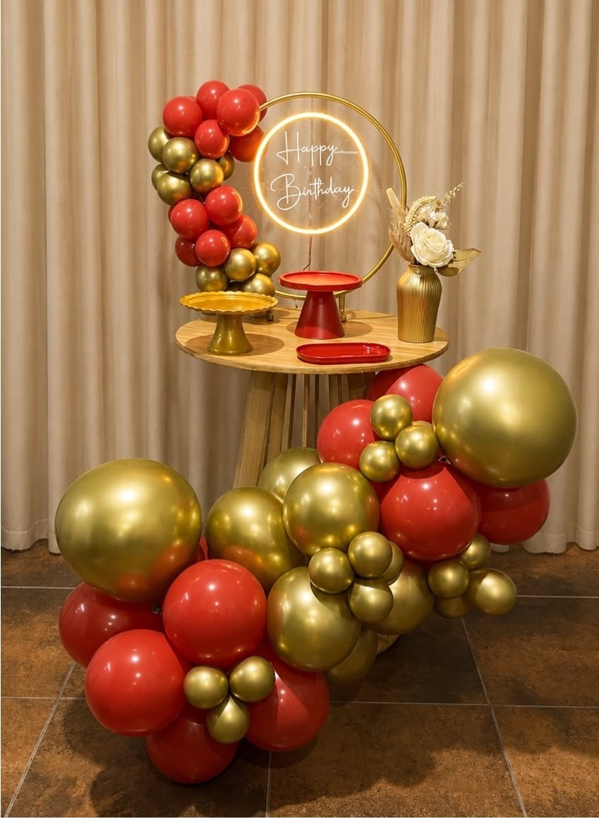 Kit Mesa Pegue E Monte Vermelho E Dourado - Realize Decorações