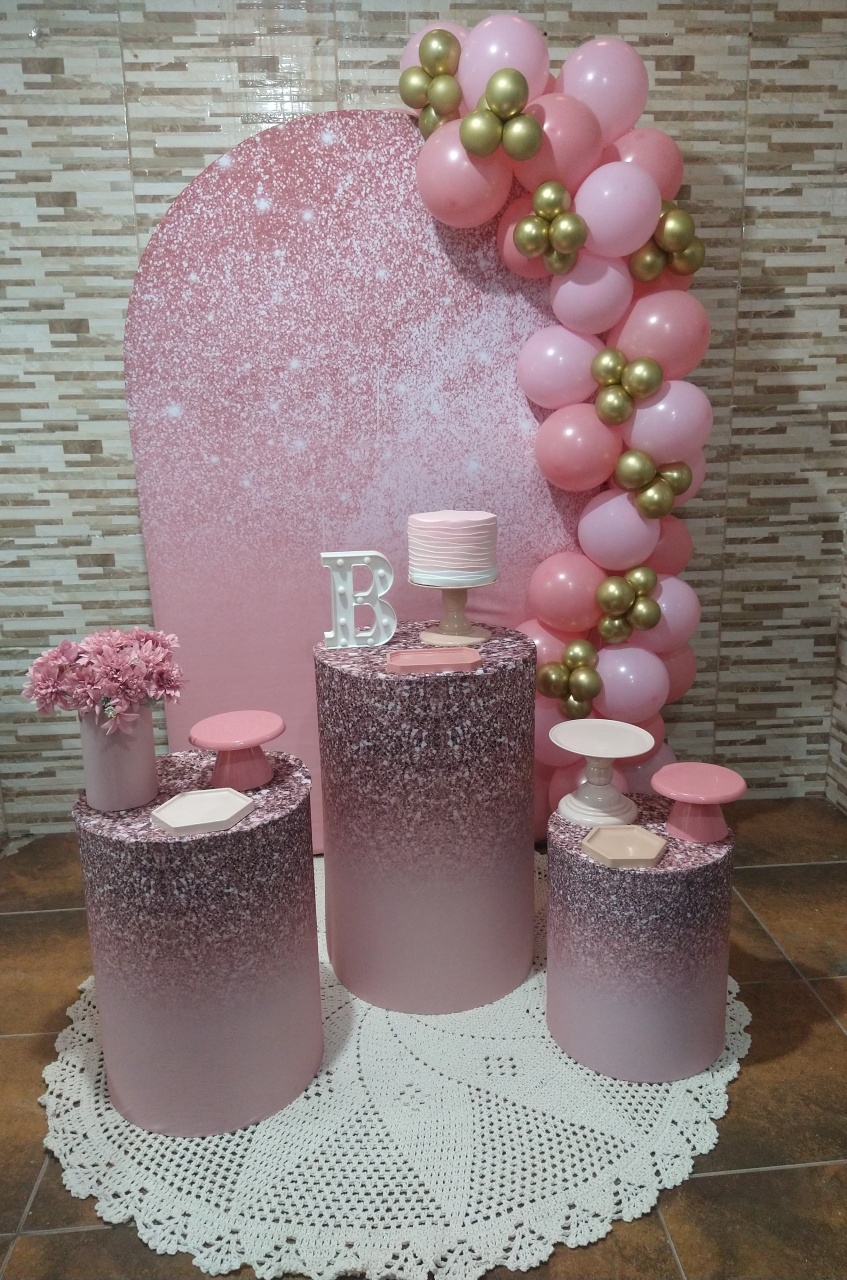 Pegue E Monte Clássico Rosa Glitter Romano - Realize Decorações