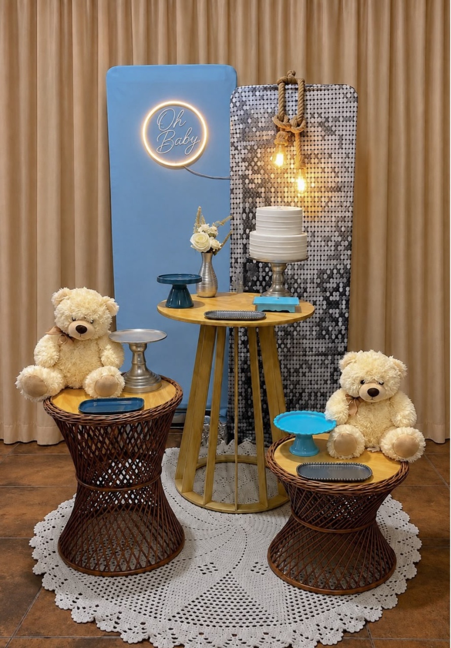 Kit Pegue E Monte Vime Azul E Prata Chá de Bebê - Realize Decorações