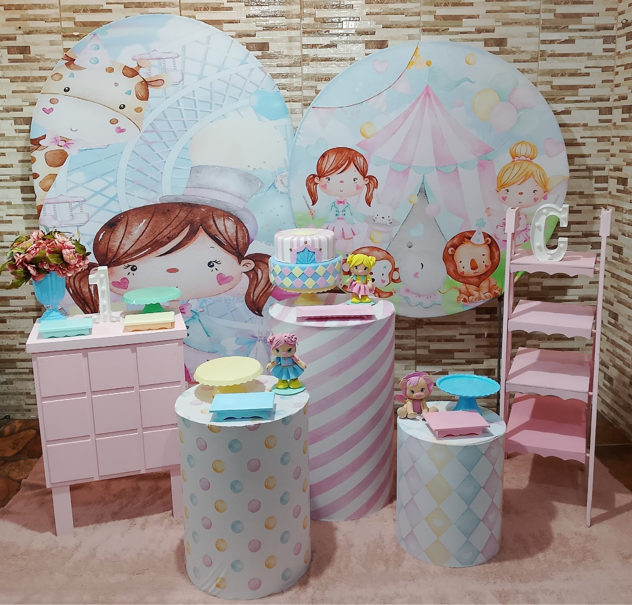 Pegue E Monte  Circo Rosa Luxo - Realize Decorações