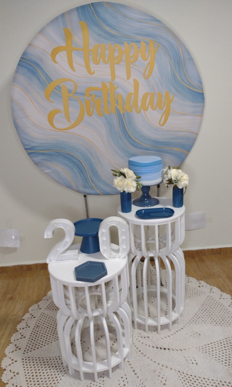Pegue E Monte Azul Happy Birthday  - Realize Decorações