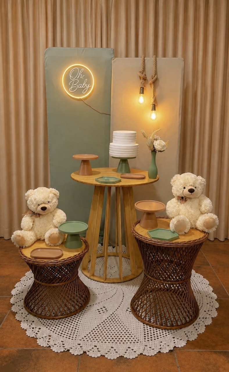 Kit Pegue E Monte Vime Verde E Bege Chá de Bebê - Realize Decorações