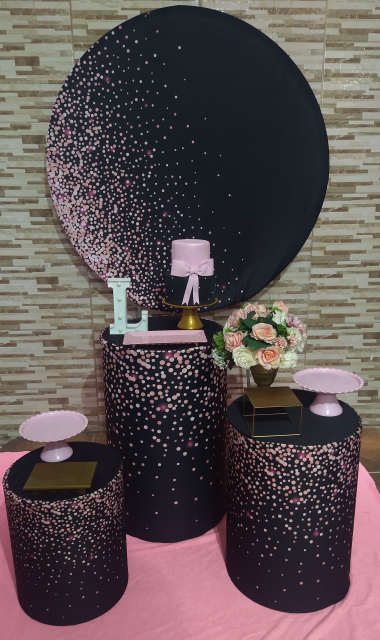 Pegue E Monte Clássico Preto Glitter Rosa - Realize Decorações