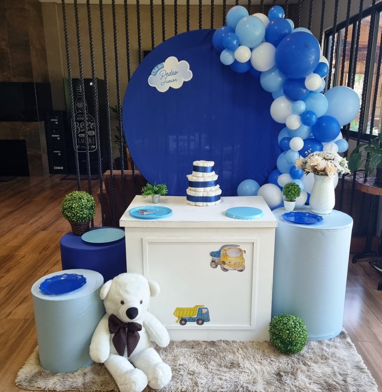 Kit 04 Chá de Bebe Azul Forte 🎈 - Eclipse Decoração de Festas