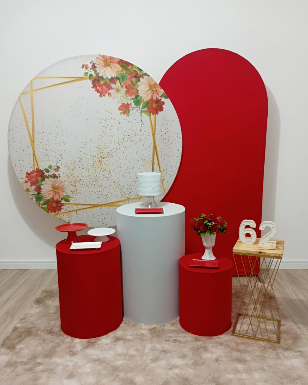 Flores Vermelhas - Kit 2 + Mesinha E Leds - Juntosparasempre 