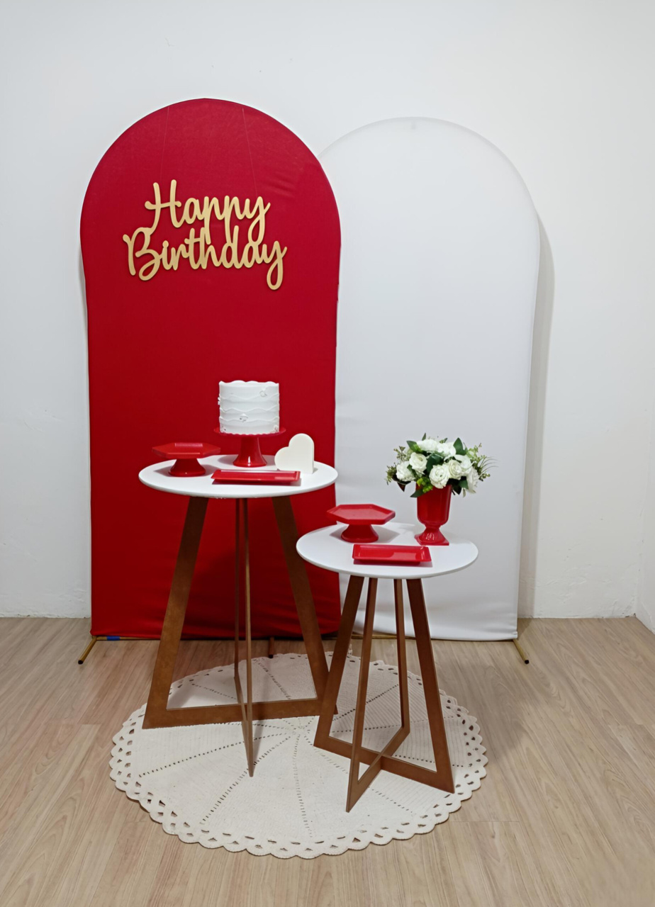 Happy Birthday - Vermelho E Branco - Composição - Juntosparasempre 