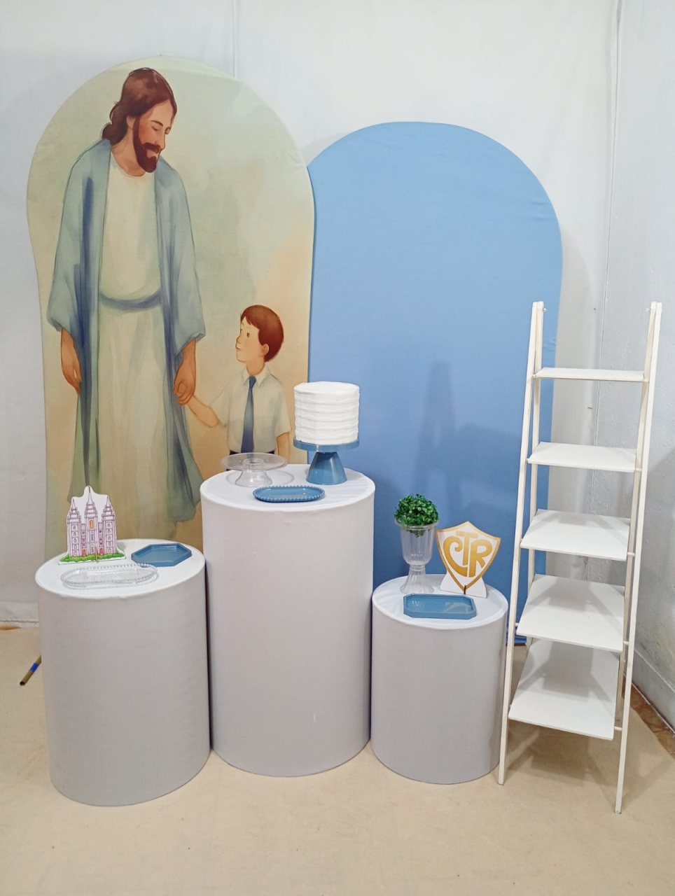 Batismo Jesus E Menino Azul - Kit Felizes Para Sempre + Escadinha - Juntosparasempre 