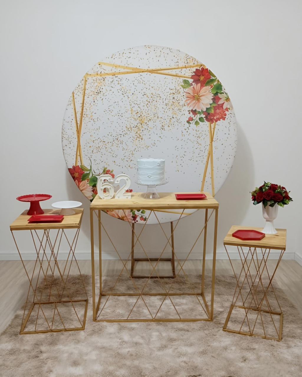 Flores Vermelhas - Mesa Treliça - Juntosparasempre 