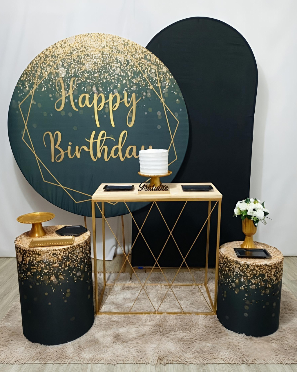 Happy Birthday Preto E Dourado - Kit 2 + Mesa - Juntosparasempre 