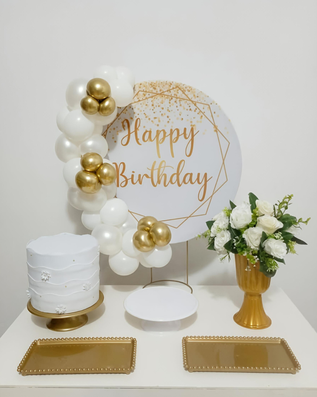 Happy Birthday Dourado - Festa Na Mesa + Bolo - Juntosparasempre 