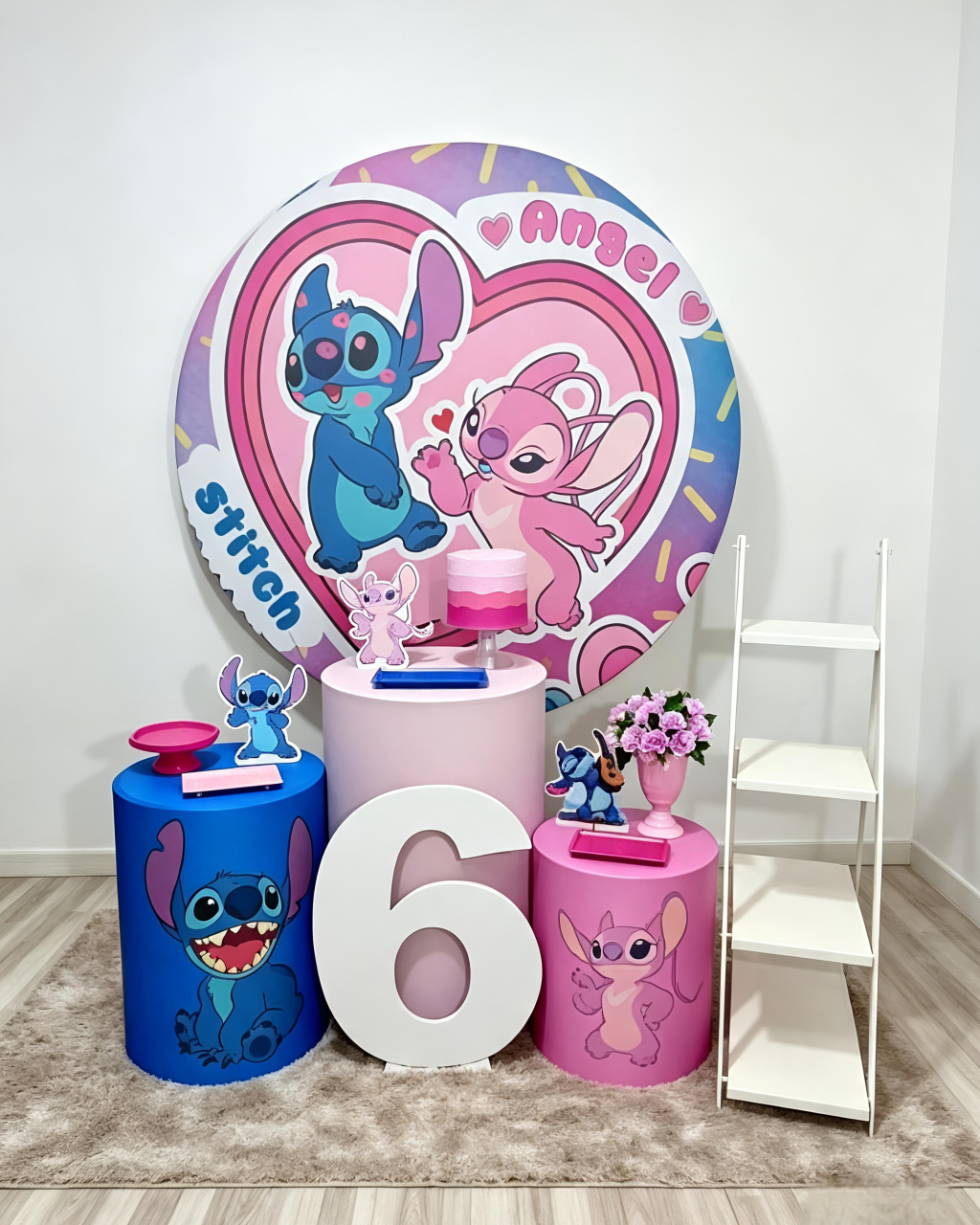 Stitch E Angel - Kit 1 + Escadinha E Número - Juntosparasempre 