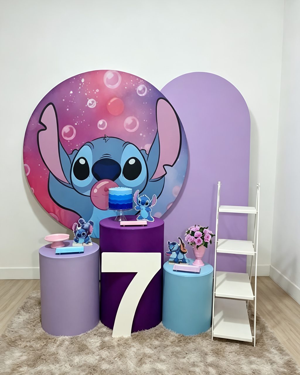 Stitch Chiclete - Kit 2 + Escadinha E Número - Juntosparasempre 