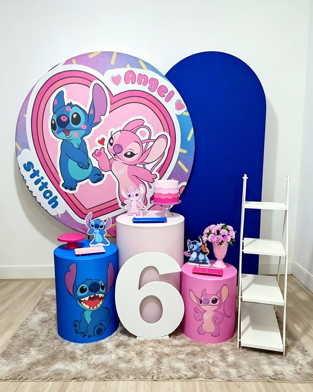 Stitch E Angel - Kit 2 + Escadinha E Número - Juntosparasempre 