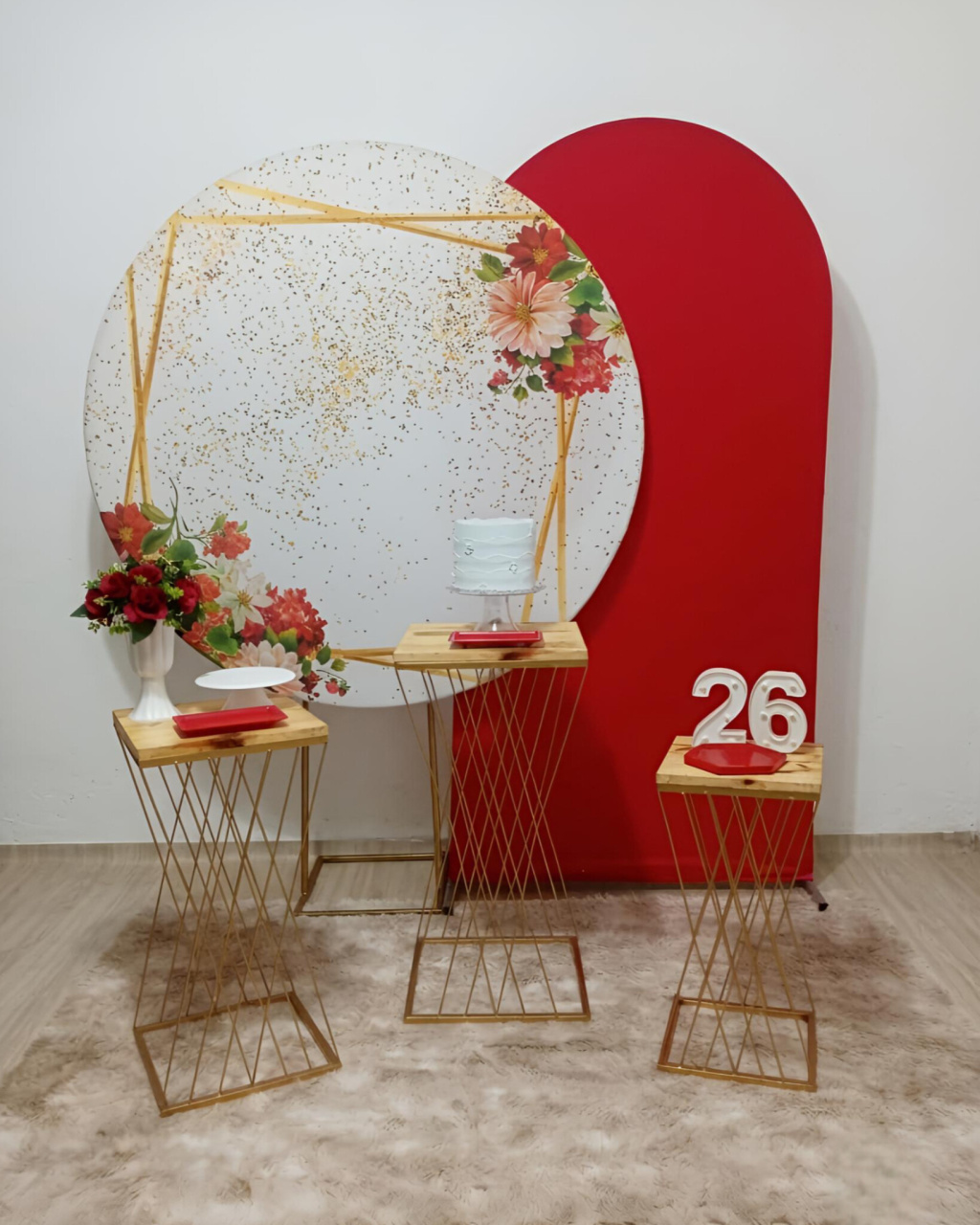 Flores Vermelhas - Kit 2 - Mesa Treliça - Juntosparasempre 