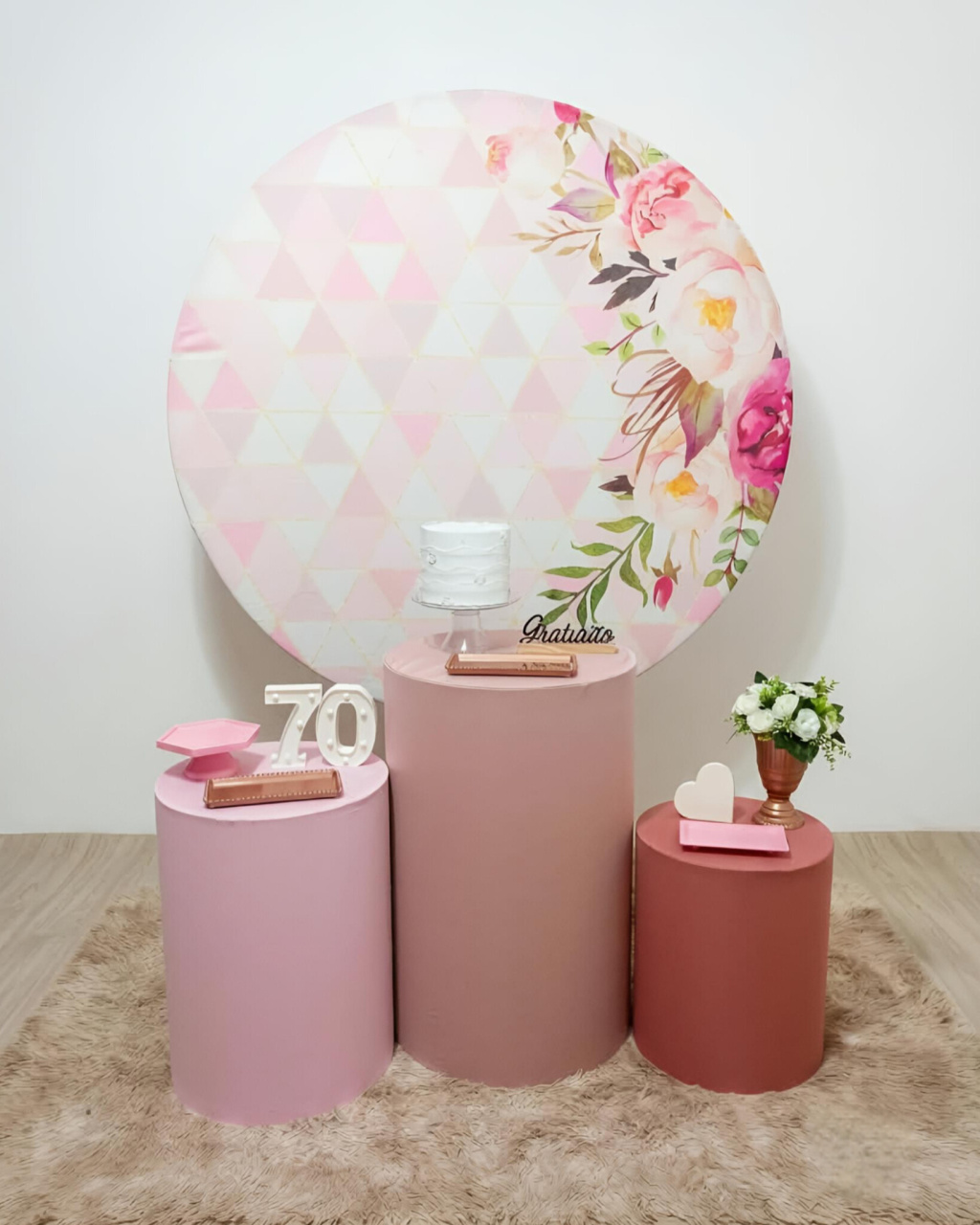 Flores Rosas - Kit 1 + Led de Mesa - Juntosparasempre 
