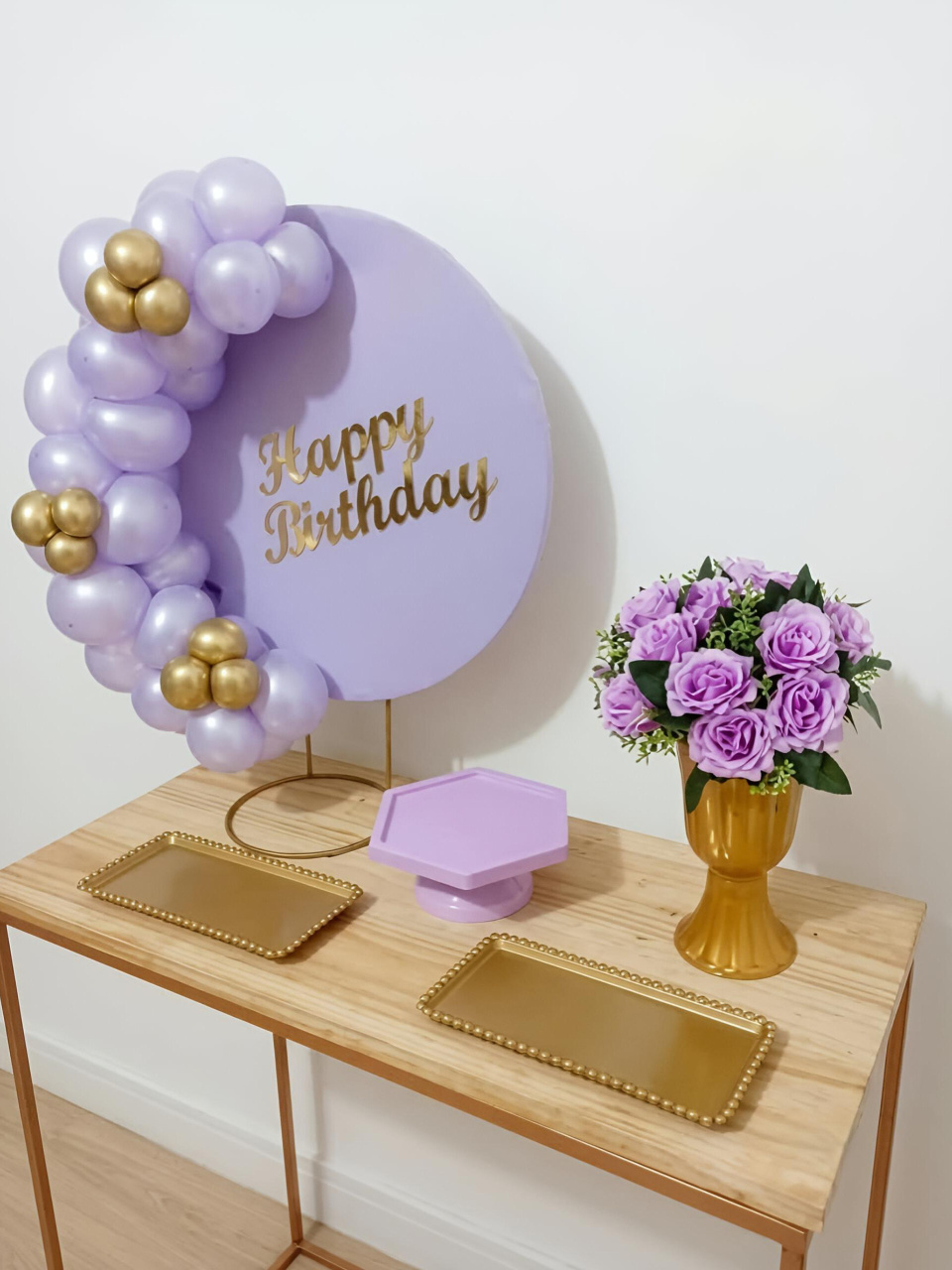 Happy Birthday Lilas E Dourado - Festa Na Mesa - Juntosparasempre 