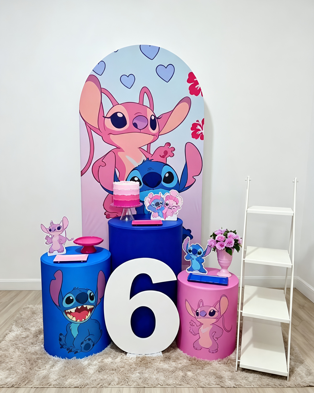 Stitch E Angel R - Kit 1 + Escadinha E Número - Juntosparasempre 