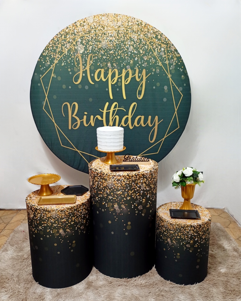 Happy Birthday Preto Com Dourado  - Juntosparasempre 