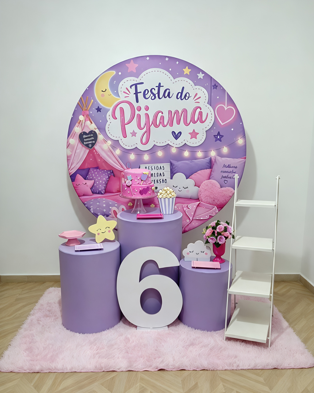 Festa Do Pijama - Kit 1 + Escadinha E Número - Juntosparasempre 