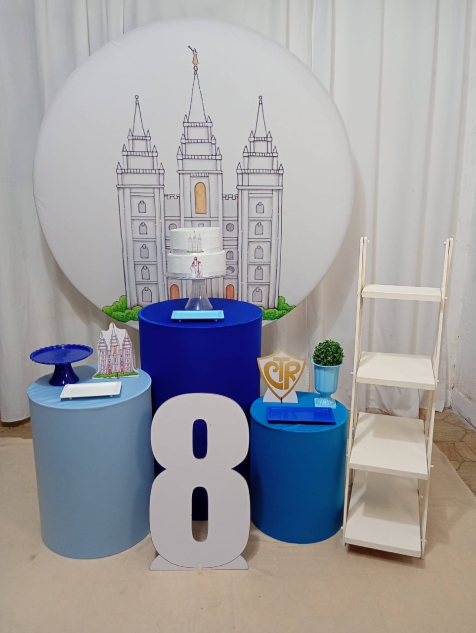 Batismo Templo Menino- Kit Galera Reunida + Numero E Escadinha - Juntosparasempre 