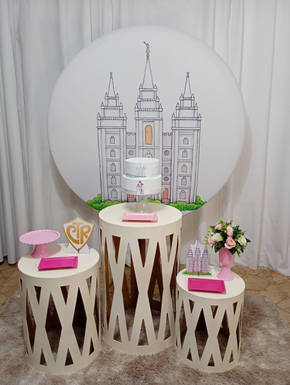 Batismo Templo Menina - Cilindro Vazado - Juntosparasempre 