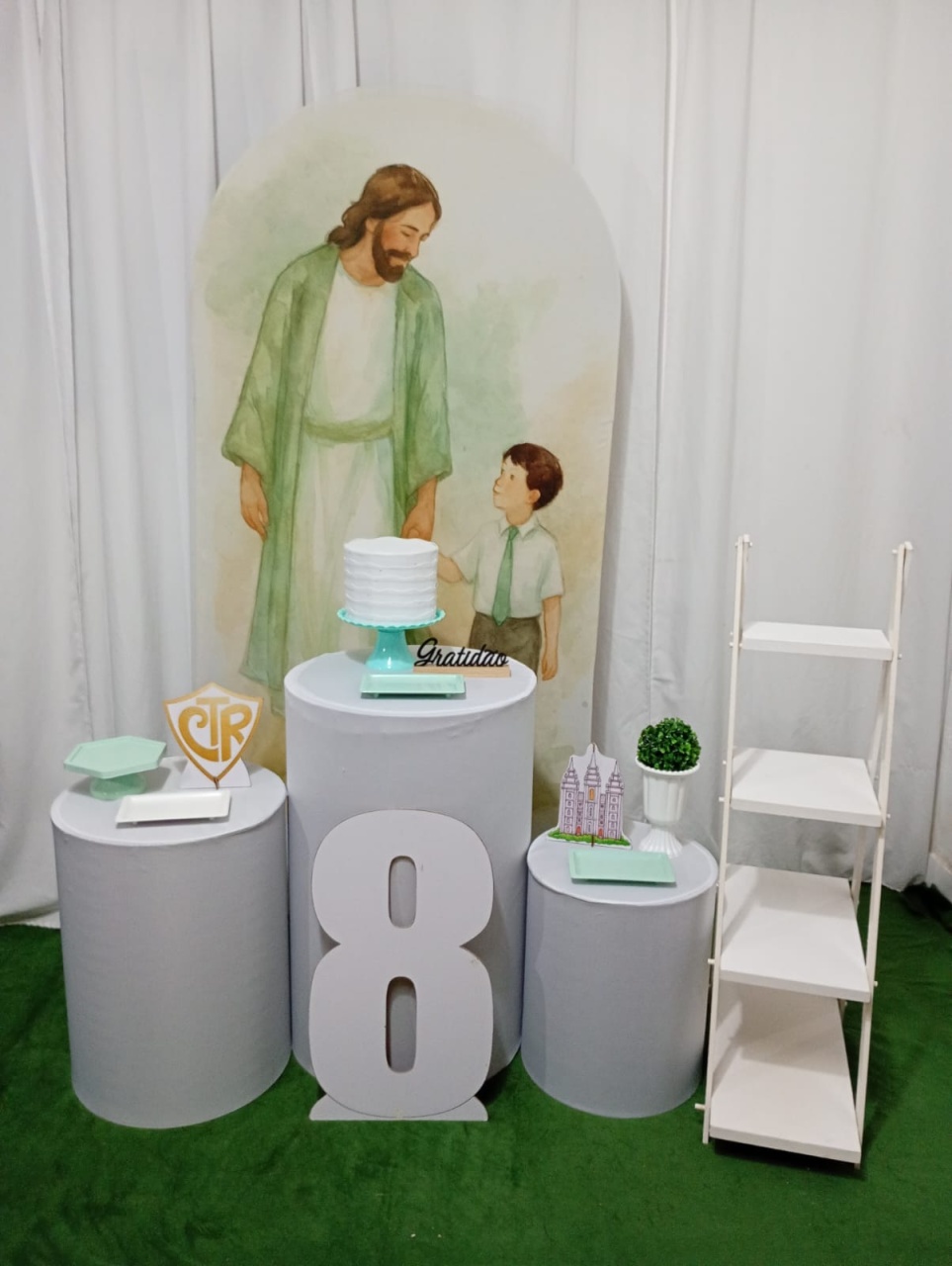 Batismo Jesus E Menino Verde - Kit Galera Reunida + Numero E Escadinha - Juntosparasempre 