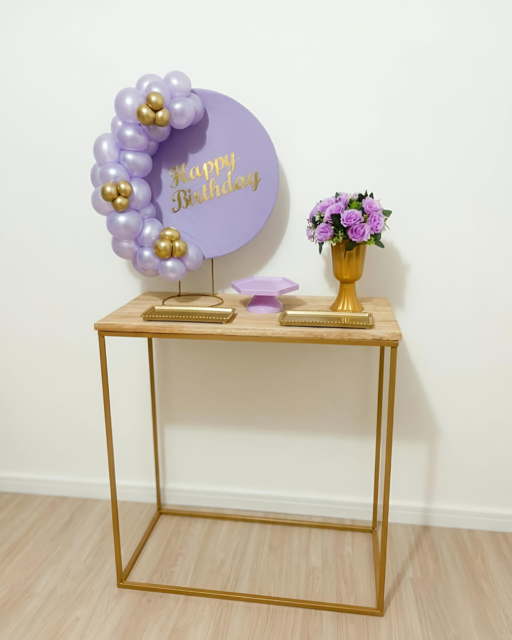 Happy Birthday Lilas E Dourado - Festa Na Mesa Plus - Juntosparasempre 