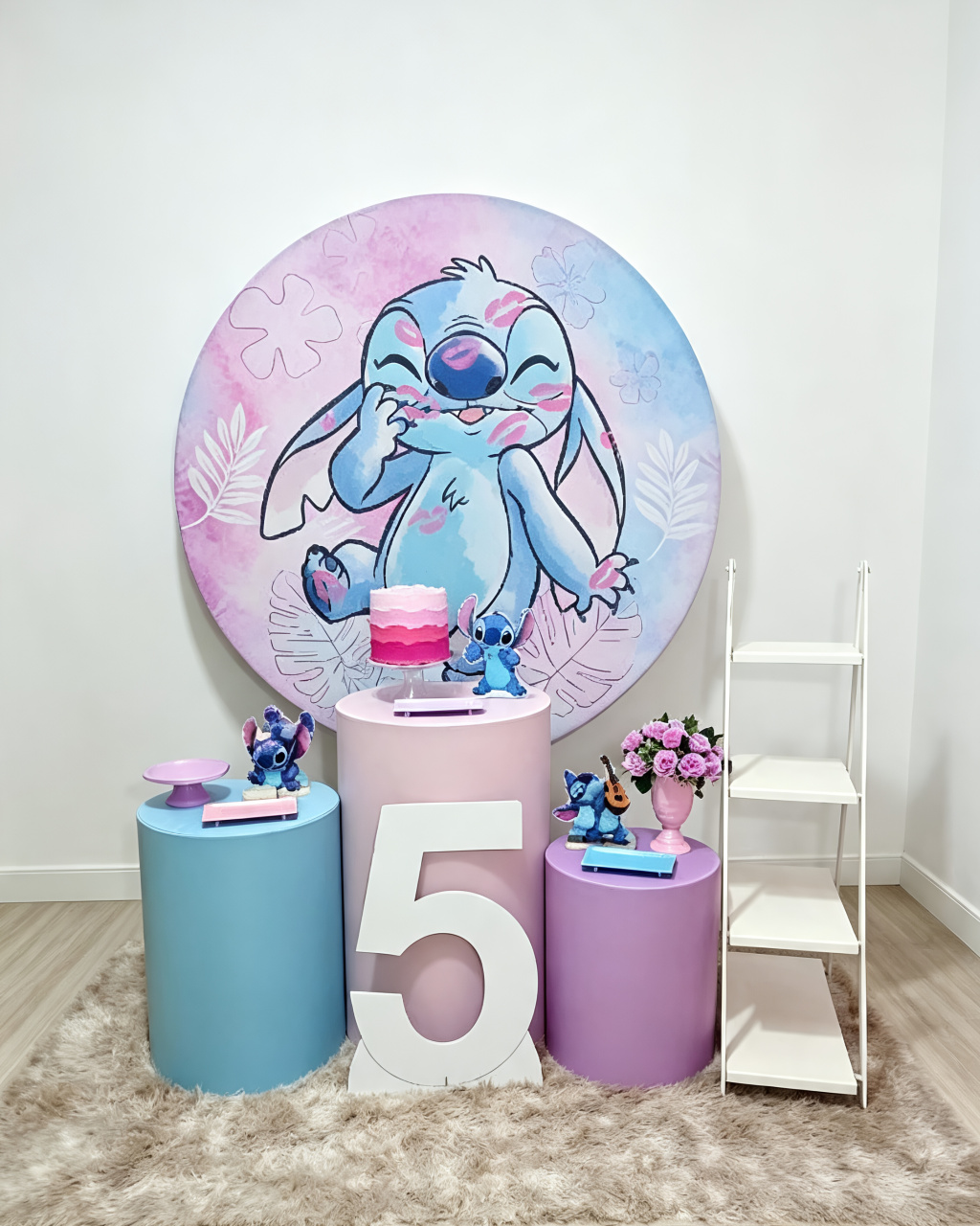 Stitch Beijinho - Kit 1 + Escadinha E Número - Juntosparasempre 