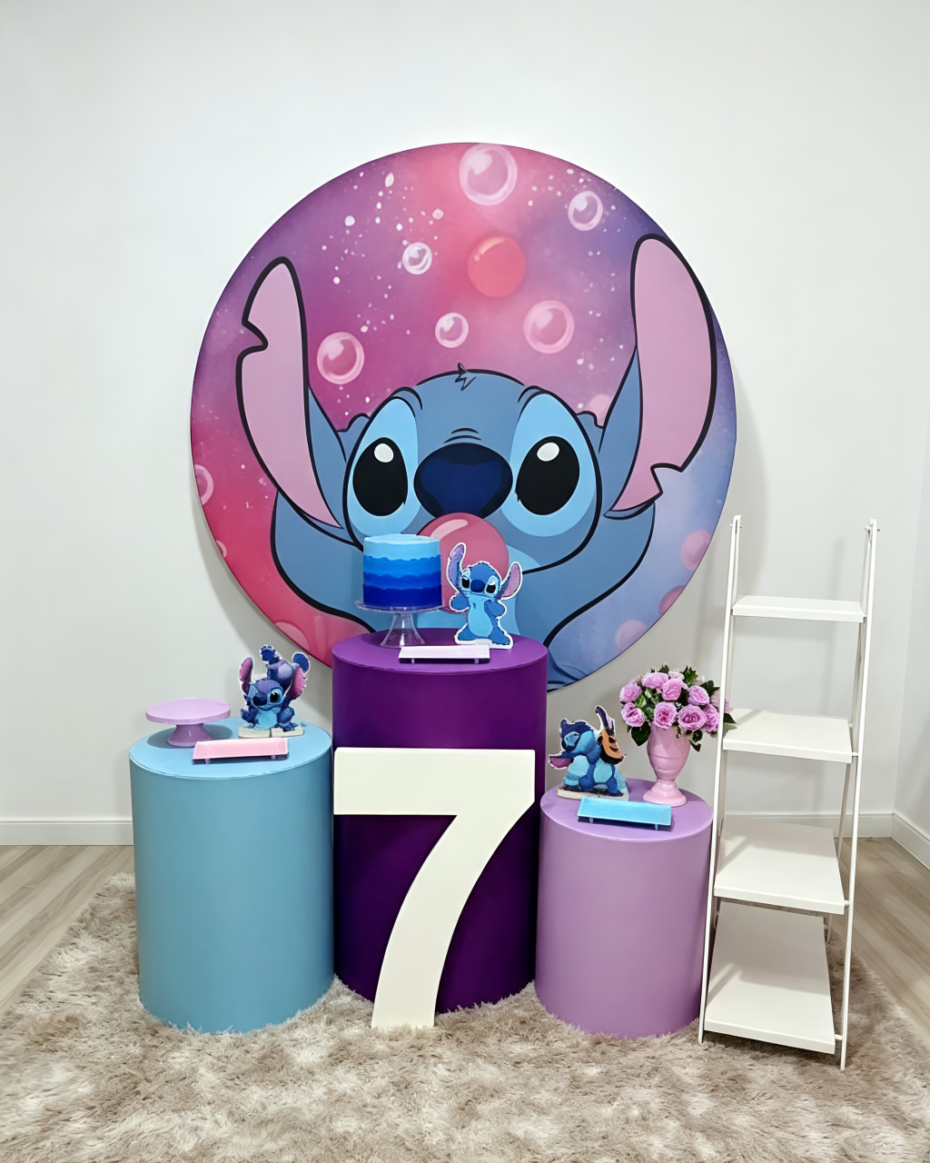 Stitch Chiclete - Kit 1 + Escadinha E Número - Juntosparasempre 