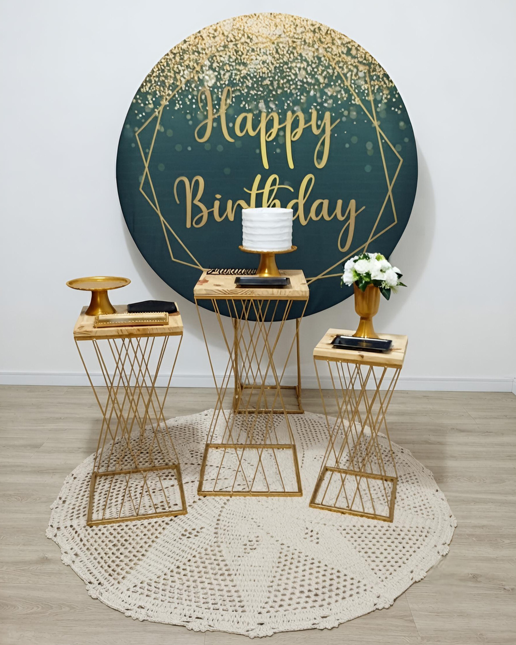Happy Birthday Preto E Dourado - Mesas Treliças - Juntosparasempre 