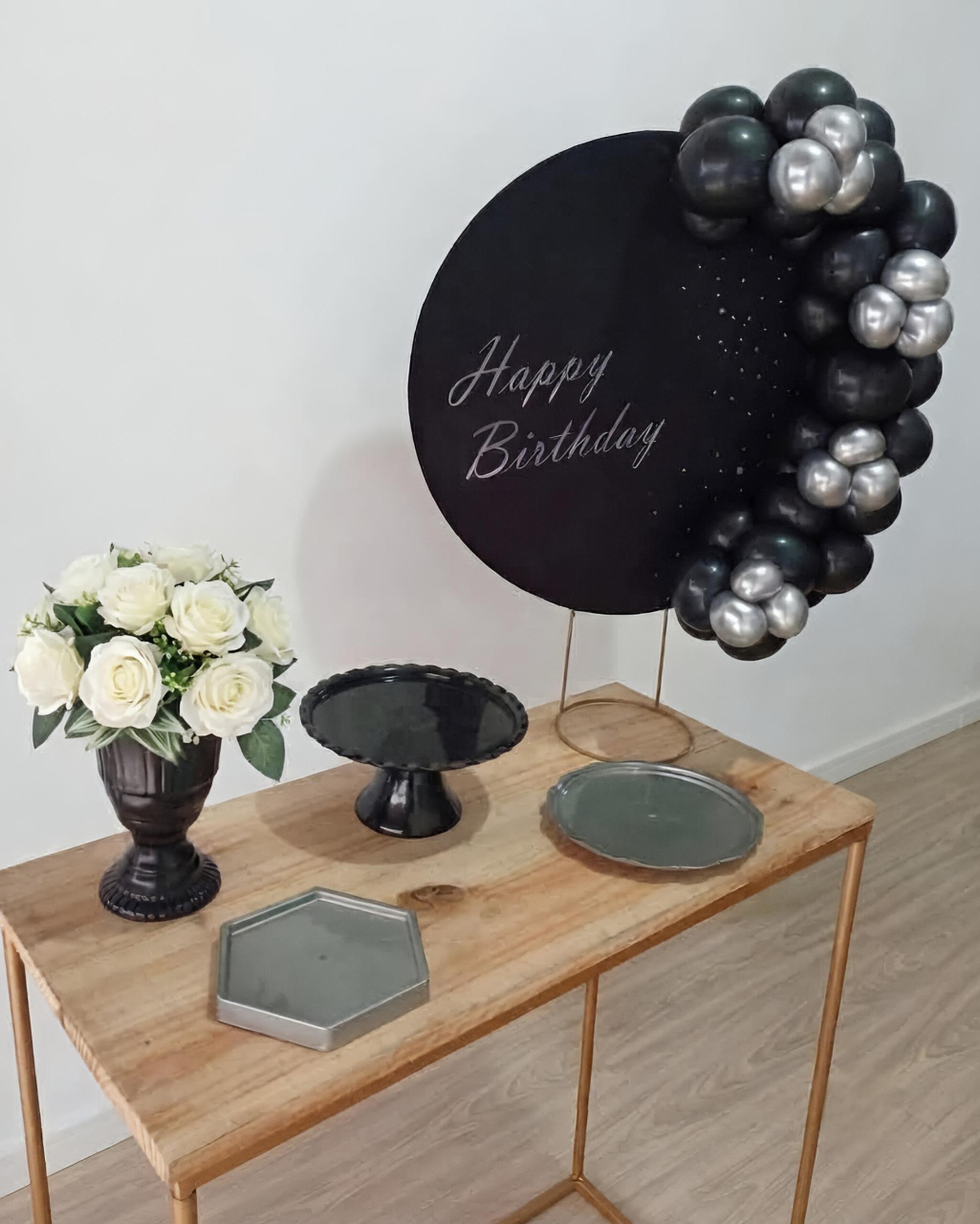 Happy Birthday Preto E Prata - Festa Na Mesa - Juntosparasempre 