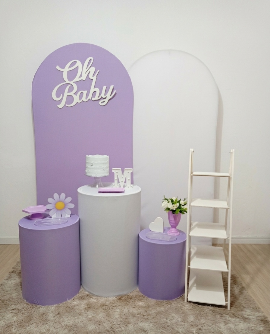 Oh Baby Lilas E Branco - Kit Felizes Para Sempre + Escadinha - Juntosparasempre 
