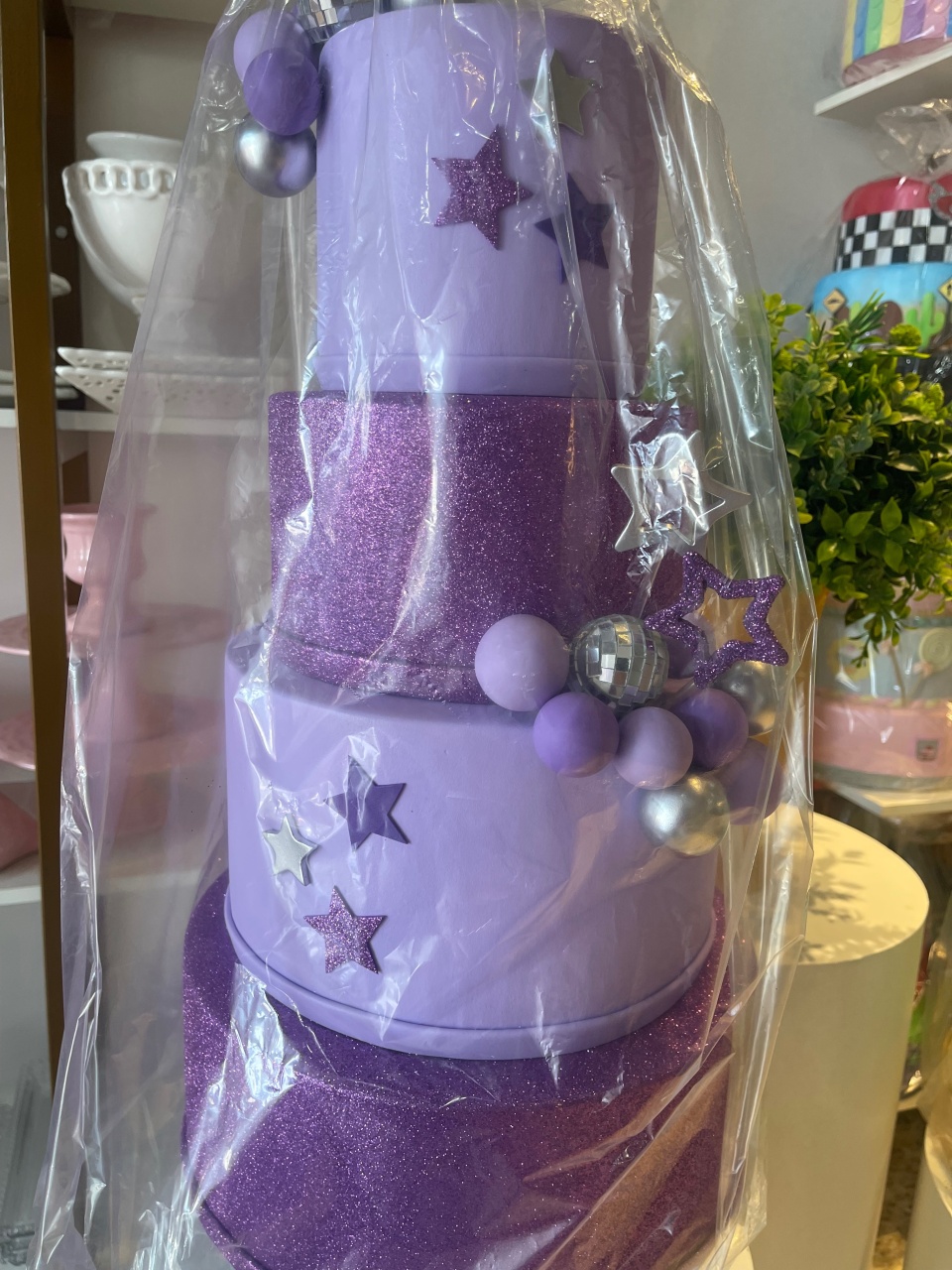 Bolo Fake Pop Star/Roxo Multiuso - Grace Festas Store 