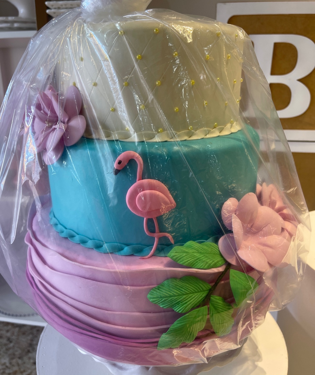 Bolo Fake Flamingo - Grace Festas Store 