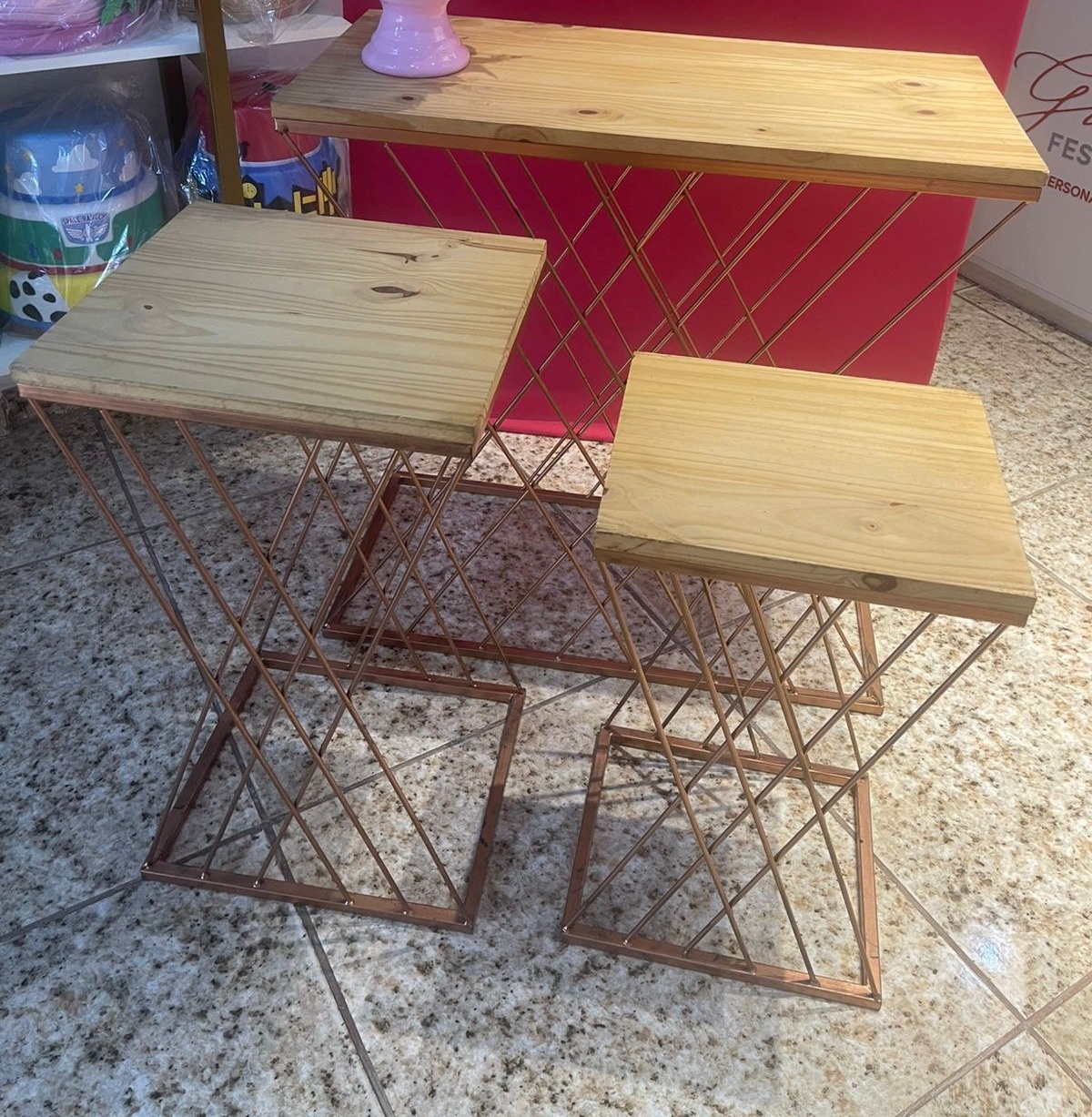 Trio Mesa Treliça Ferro  - Grace Festas Store 