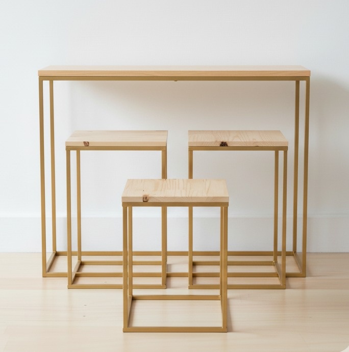 Kit Mesas Para Decoração Festa Em Ferro 4 Peças Cubo - ThauDecor