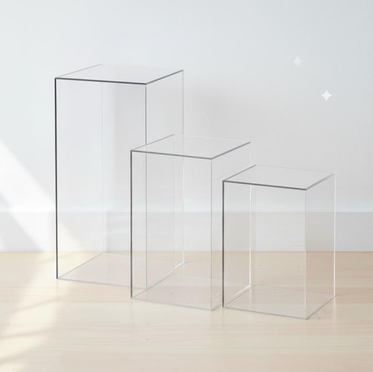 Kit Mesa - 3 Cubos de Acrílico de 40 Cm / 60 Cm / 80Cm - ThauDecor