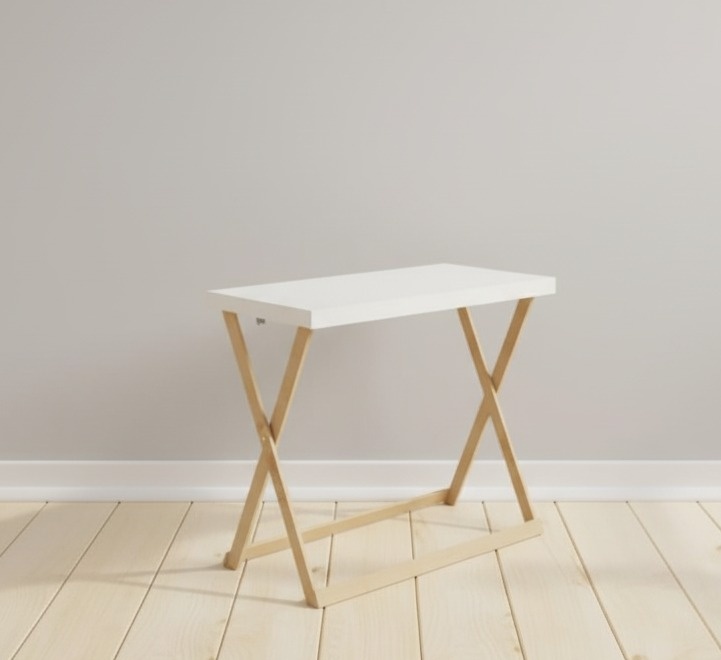 Mesa Retangular Cavalete Tampo Branco  - ThauDecor