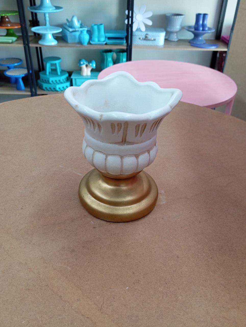 Vaso Cálice M - Branco / Dourado  - Festou