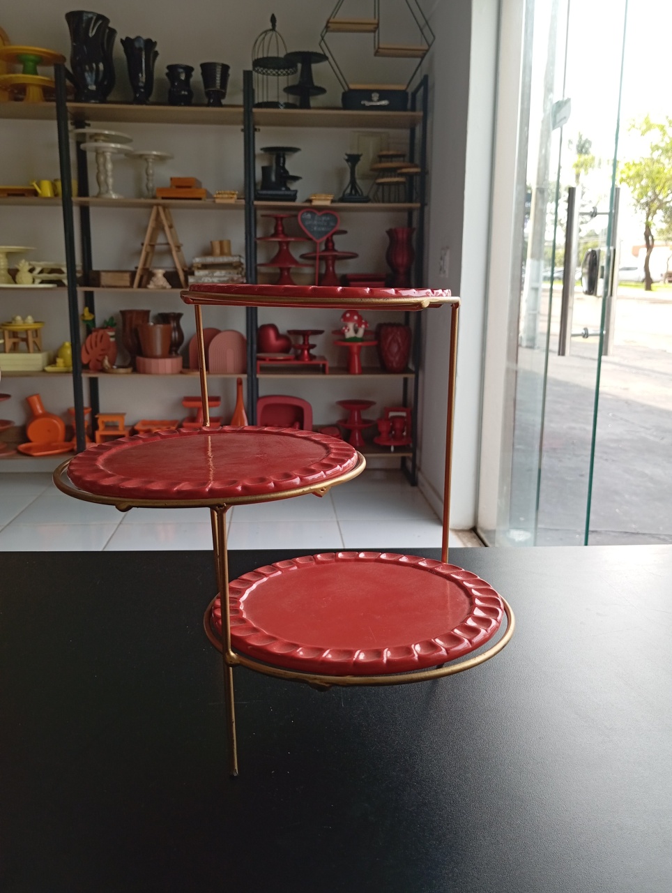 Prato Doceira Armação Três Andar - Vermelho - Festou