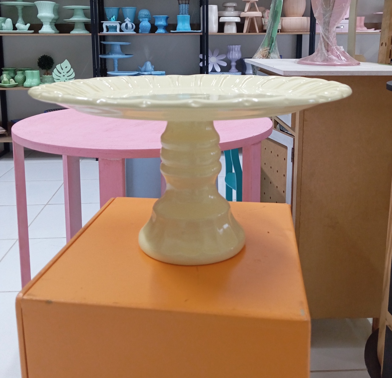 Boleira Cerâmica G - Amarelo Candy - Festou