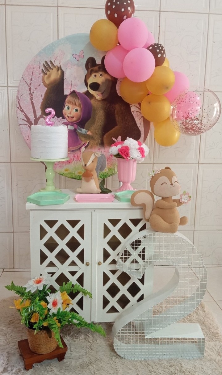Mini Kit ( G ) Marsha E O Urso 🐻 - Mada festa pegue monte locação 