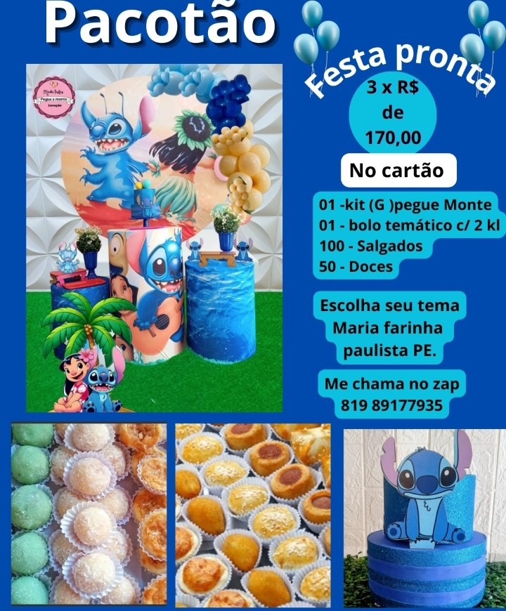 Kit Pacotão Festa Pronta 🎊 Stitch  - Mada festa pegue monte locação 