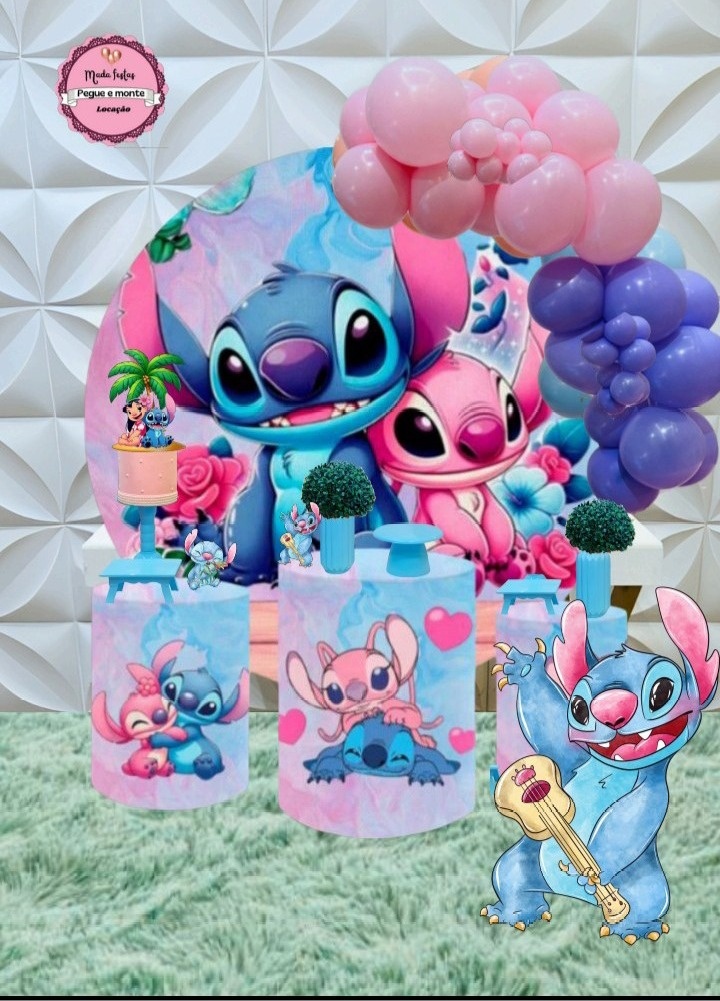 Kit Pegue E Monte (  Stitch E Angel M ) - Mada festa pegue monte locação 