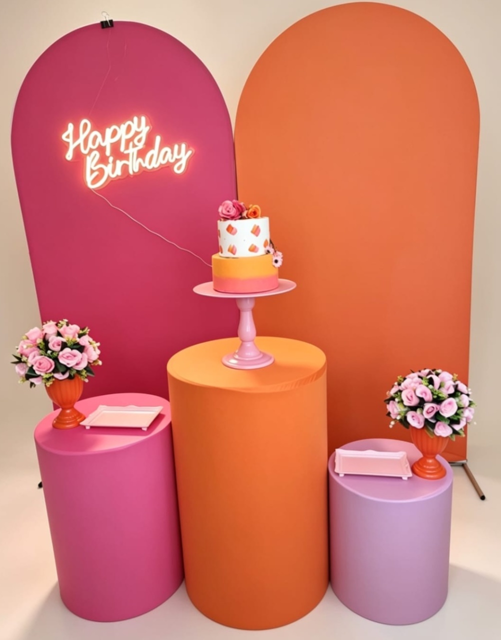 Kit Rosa E Laranja 2 Painéis - Pegue e monte Festança 