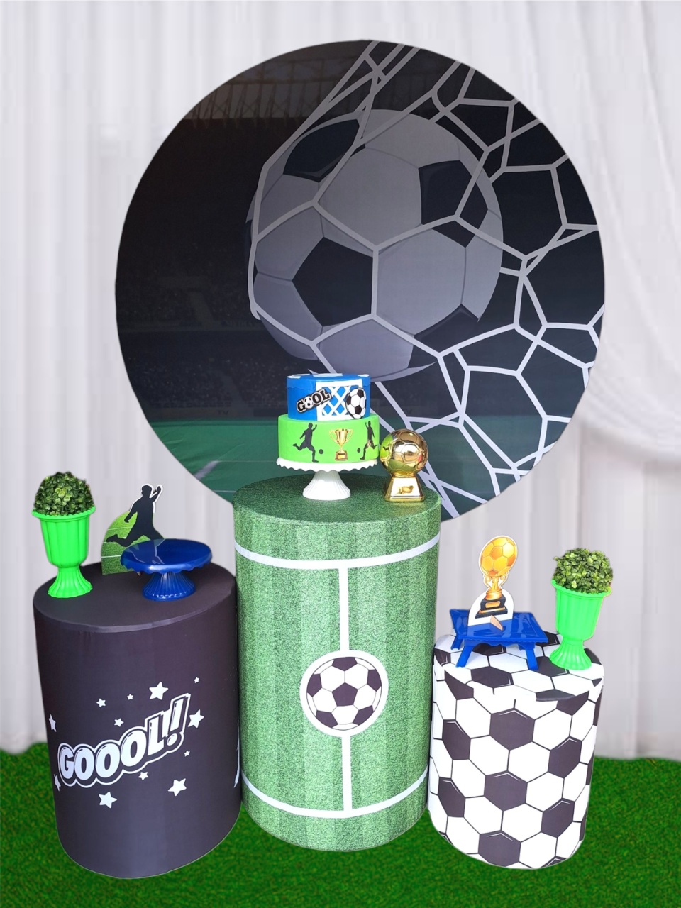 Futebol Verde+Bolo Fake +Tapete - Pegue e monte Festança 
