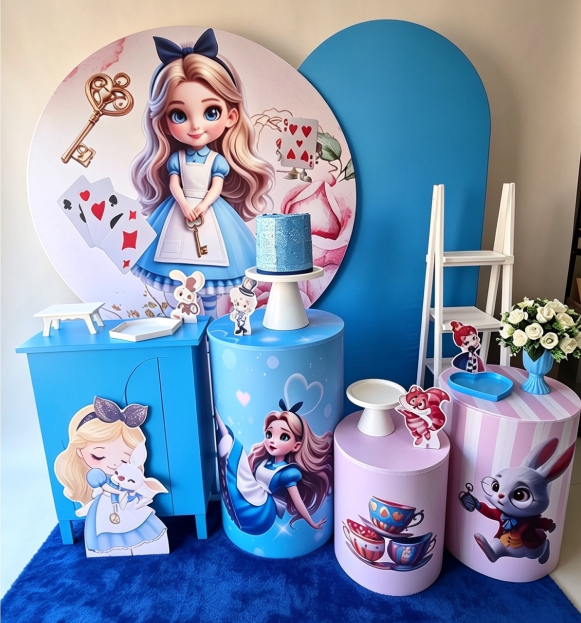 Alice No País das Maravilhas Azul Premium - Pegue e monte Festança 