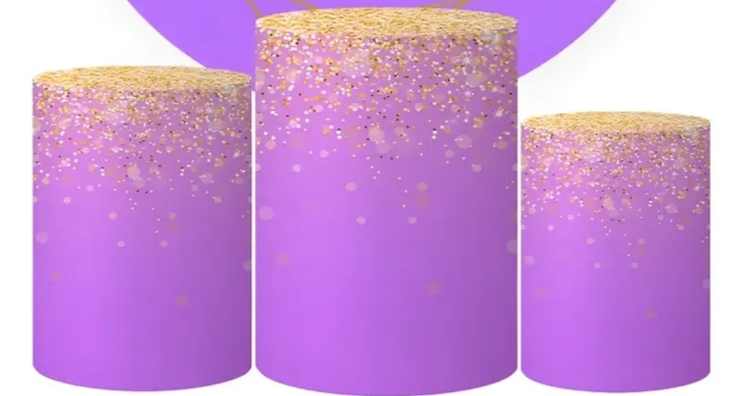 Capas Cilindros Lilás E Dourado - Pegue e monte Festança 