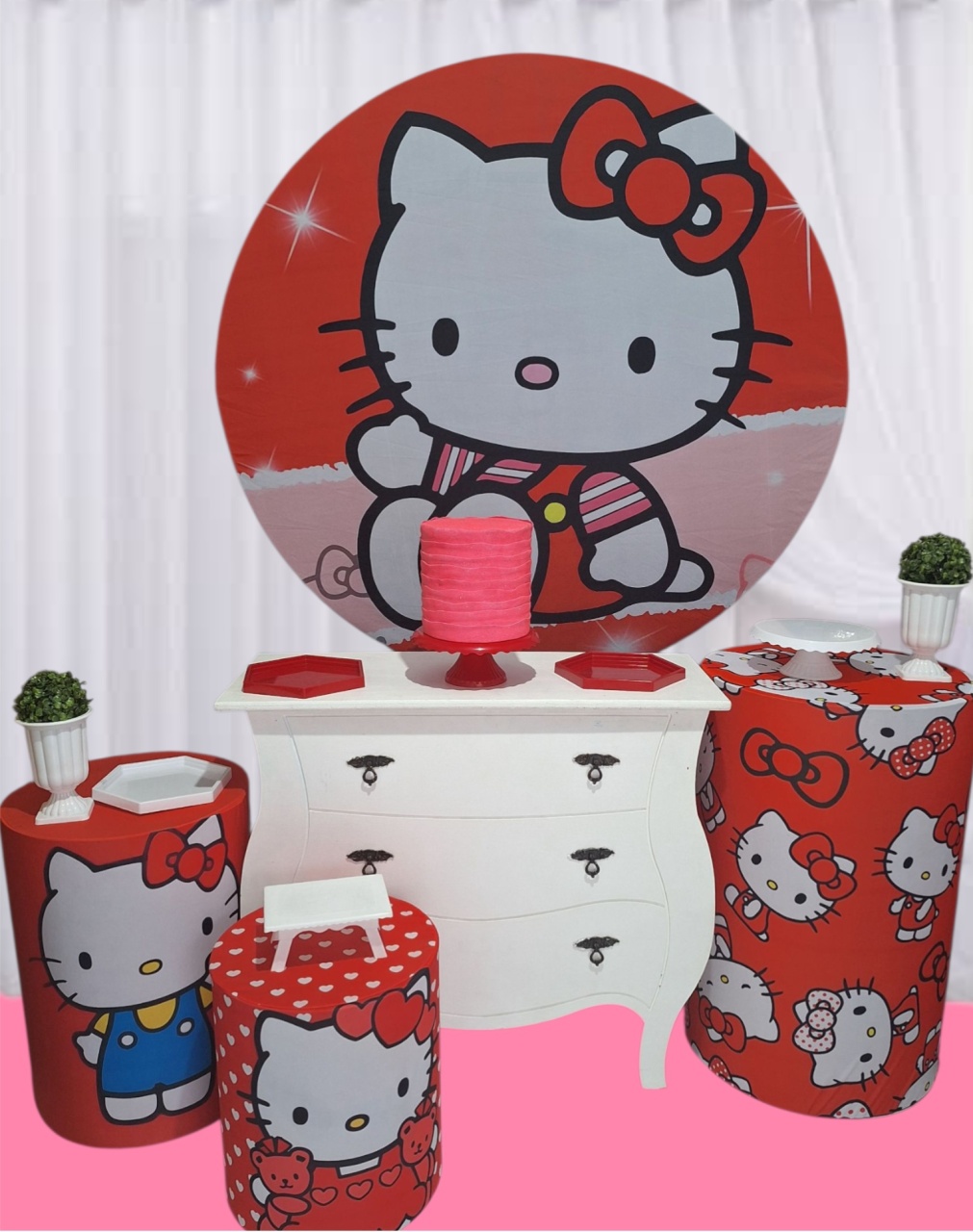 Hello Kitty Vermelha Kit Profissional  - Pegue e monte Festança 